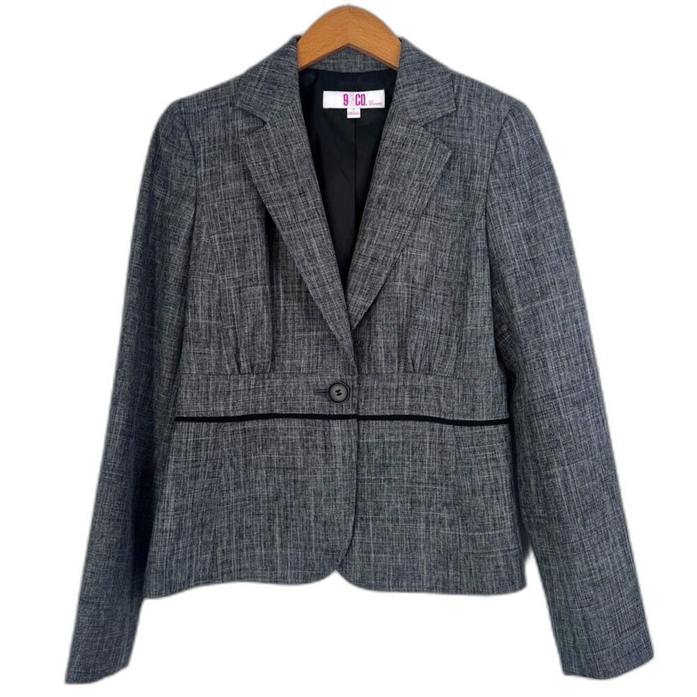 9&Co Suit Separates‎ Gray One Button Peplum Basic Blazer Size 2/Small